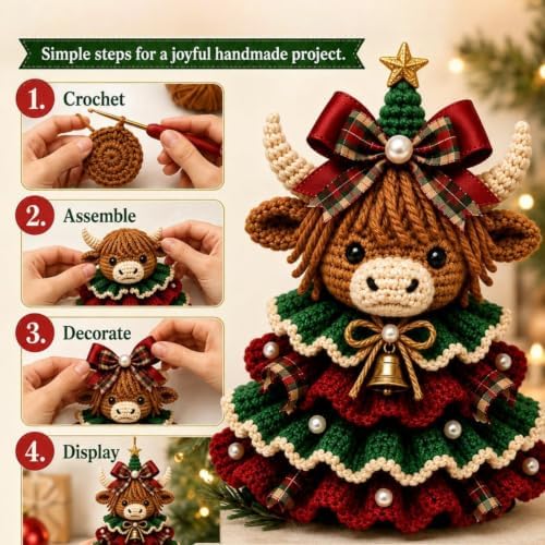 Crochet Animal Christmas Tree DIY Kit–Stitch a Little Christmas Magic，Owl