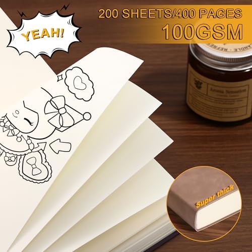 Thick Blank Journal Notebook 400 Pages 3.9 × 5.5 No Lines Soft Leather Pocket Blank Notebook for Women Drawing Book Memo Writing Sketch Diary Notebook Upgrade Page (dark green)