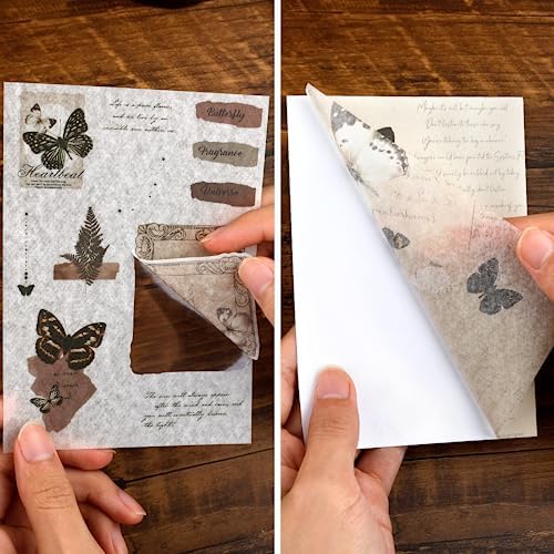 Dizdkizd Washi Stickers for Journaling, Vintage Ephemera Book for Scrapbooking with 180pcs Butterfly Stickers and 20 Sheets Adhesive Scrapbook Papers, Junk Journal Supplies