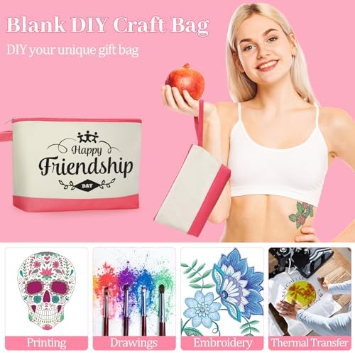 Silkfly 15 Pcs Cotton Canvas Makeup Bags Cosmetic Zipper Bags 10.2 x 5.5 x 2'' Blank DIY Pouch Bulk Pencil Case with Bottom Travel Toiletry Pouch for Women Craft Decor Gift (Fashion Color)