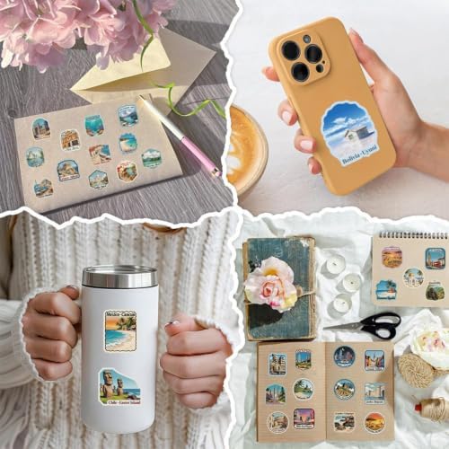 60PCS World Travel Stickers, Country Landmark Travel Stickers