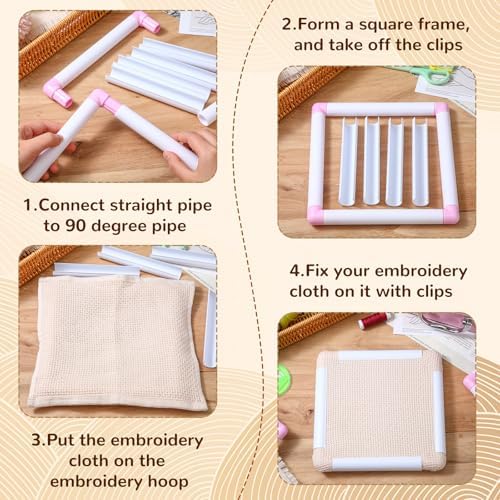Janinka 3 Pcs Embroidery Hoop Cross Stitch Frames and Hoops, Light Purple