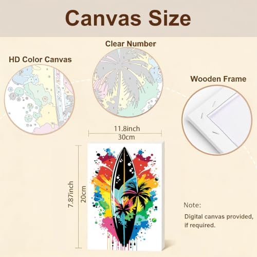 Gemozaic 4-Pack Beach Paint by Numbers Kit for Adults with Frame & Easel