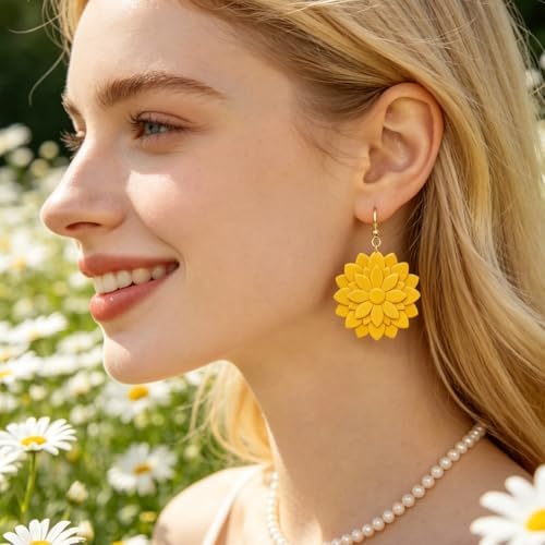 beinkmake 16Pcs Mandala Flower Polymer Clay Cutters Set Bloom Clay Earrings Cutters for Adults Polymer Jewelry Cutter with Earrings Accessories DIY Craft Supplies