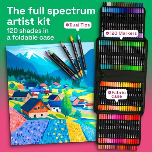 ARTISTRO Acrylic Paint Markers, Dual-Tip Paint Pens, Black 120 Pack