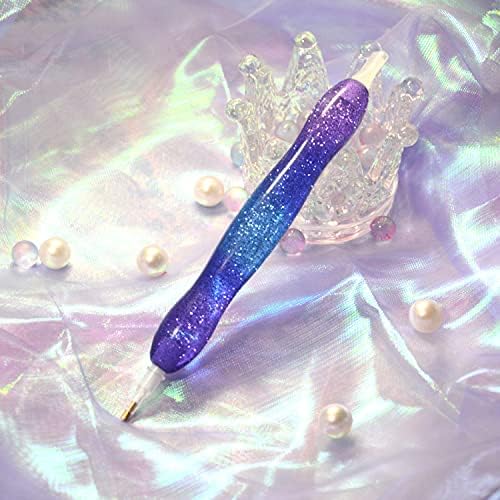 Praise V Do Diamond Painting Art Drill Bead Pen Accessories Tool Kit, 5D Diamond Painting Drill Pen Stylus Tips Placers Heads and Glue Clays Shine Purple