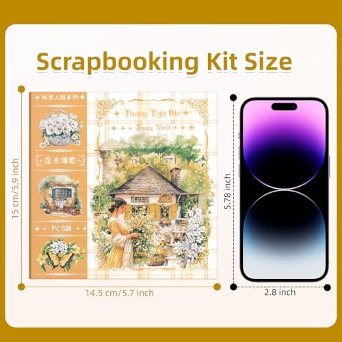 Fleeting Time Theme Sticker Scrapbooking Supplies for Junk Journal, 50 Sheets Washi Stickers - Vintage Journaling Stickers
