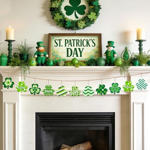 80PCS Wooden Shamrock Ornaments to Paint St. Patrick's Day Decorations, 8 Styles DIY Blank Unfinished Wood Shamrock Cutouts Ornament for Tree Home Crafts Hanging Gifts Indoor Spring Farmhouse