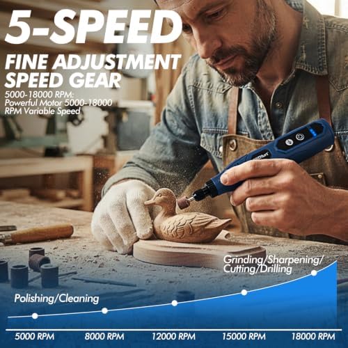 Mini Cordless Rotary Tool 5 Speed and USB Charging Rotary Tool Kit with 110 Accessories, Multi-Purpose 3.7V Power Rotary Tool for Engraving Sanding, Polishing, Drilling, Etching, DIY Crafts