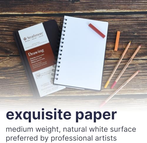 Strathmore 400 Series Drawing Paper Art Book, Matte Brown Cover, Cream White, Hardbound, 56 Sheets, 8.5x11 inch