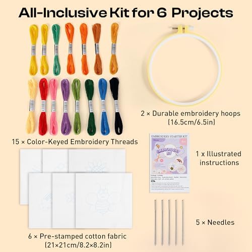 Pllieay 6PCS Embroidery Kit for Beginners, Needlepoint Kits for Beginners