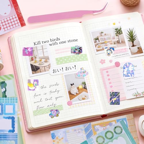 30 Sheets Japanese Sticker Book Manga Cartoon Scrapbook Journal Stickers Cute Korean Stickers for Journaling Scrapbooking Planner Kawaii Animal Writable Note Sticker for Kids Adult DIY Cosmtic Books