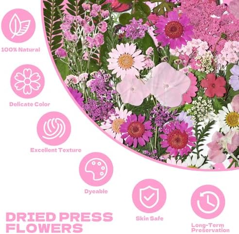 Dried Flowers for Resin 116Pcs Pink Real Natural Pressed Flowers