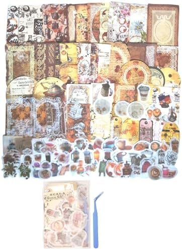 Vintage Scrapbooking Supplies Kit – Scrapbooking Supplies Vintage, Vintage Book Pages & Ephemera, Washi Stickers & Paper for DIY Junk Journals, Collage Art, Memory Albums, and Gift Decoration