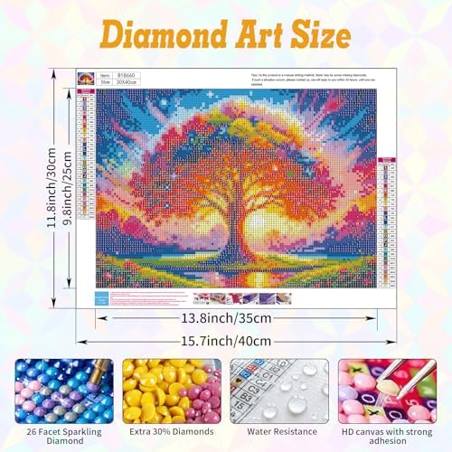 Tree of Life Diamond Art Kits for Adults Beginners 12x16 in, DIY Craft Gift