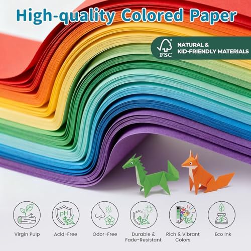 Koogel 250 Sheets Origami Paper Craft Kits, 6"x 6" with Origami Book | Kids Craft Paper Kit with Instructional Book for DIY Art and Craft Projects, Beginners Origami Kit for Kids, Gifts Boy Girl