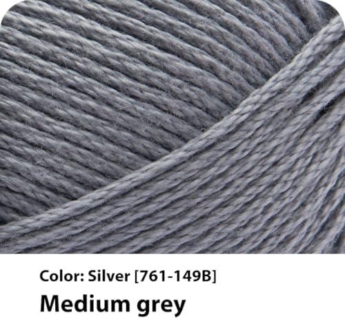 Lion Brand Yarn, 24/7 Cotton Yarn, Silver, Gray, 1 Pack