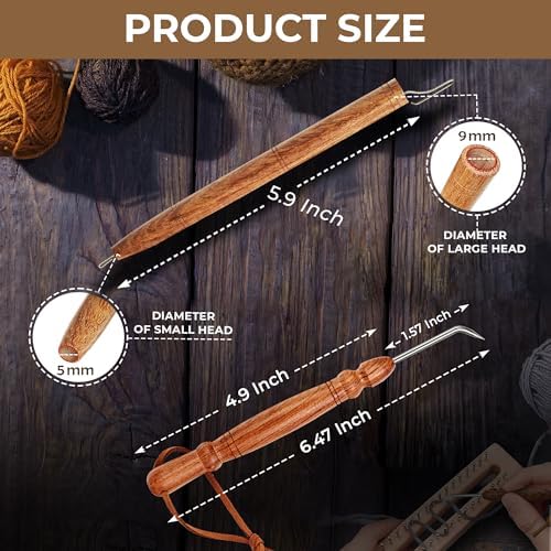 Set 2 Loom Pen Tool & Loom Hook, Yarn Helper, Yarn Guide for Loom Knitting, Handmade Tools to Make Yarn Loom Crafts Quicker & Easier for Knitters