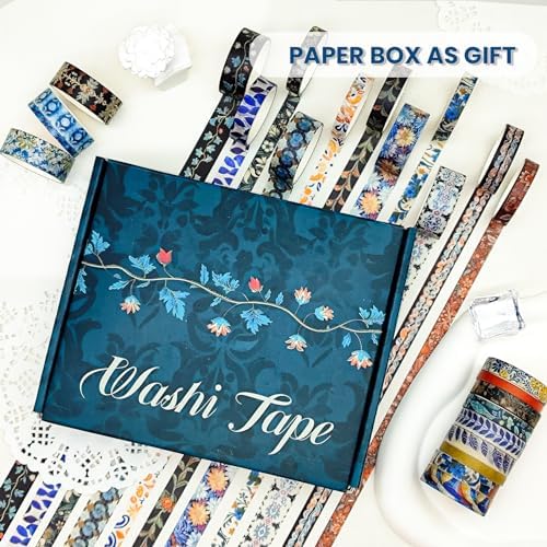 NANYNNU Floral Washi Tape Set, 56 Rolls 4 Size Flower Colored Decorative Blooms Masking Tapes for Scrapbooking, DIY Crafts, Bullet Journal Supplies, Planner, Junk Journal (Symmetry Aesthetics)