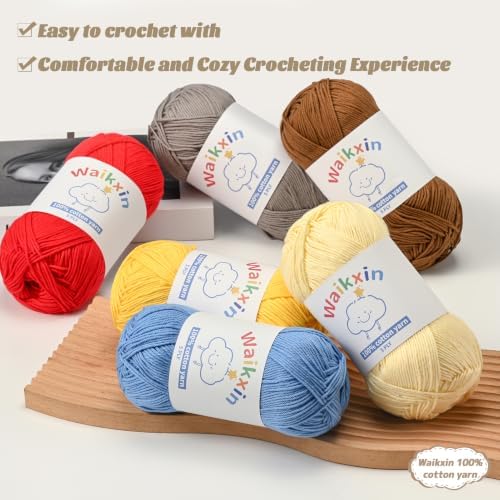 3 Pack of 100% Cotton Yarn for Crocheting,Baby Yarn for Crocheting Soft,5 Ply Milk Cotton Yarn,#2 Sport Weight Cotton Yarn,10.6oz/787.4yds Amigurumi Yarn for Puzzle,Clothes&DIY Crafts.(3 Red)