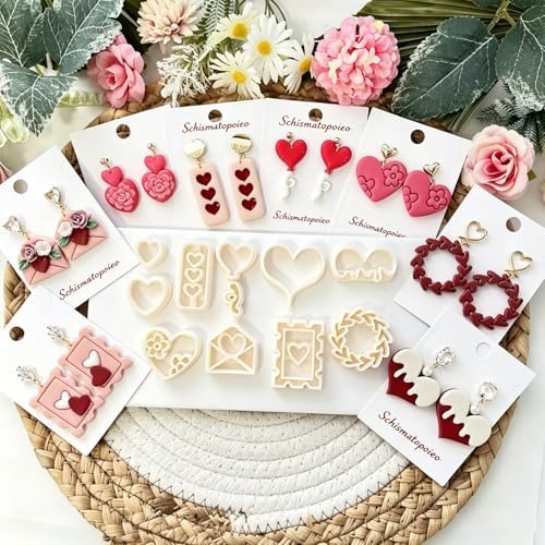 11 Pcs Heart & Love Themed Polymer Clay Cutters Set - Valentine's Day, Wedding & Engagement Clay Cutters for Polymer Clay Jewelry Making, Fit Gift for Wife