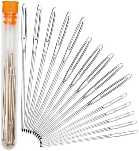 Hekisn Large-Eye Blunt Needles, Stainless Steel Yarn Knitting Needles, Sewing Needles, Crafting Knitting Weaving Stringing Needles,Perfect for Finishing Off Crochet Projects (15 Pieces)