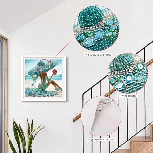 AiYuanzsh Special Shape Diamond Painting Kits for Adults, Beach Beauty 5D Crystal Rhinestone Diamond Art Painting Canvas, DIY Paint by Diamonds Unique Craft Kits, Relaxing Craft for Home Decoration