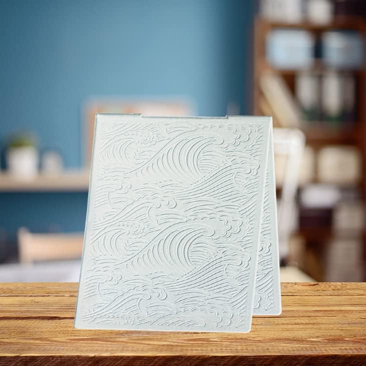 Summer Sea Wave Plastic Embossing Folders for Card Making Retro Ocean Wave Pattern Background Scrapbooking Plastic Template Photo Album Card Paper Handmade DIY Craft Decoration Template Molds
