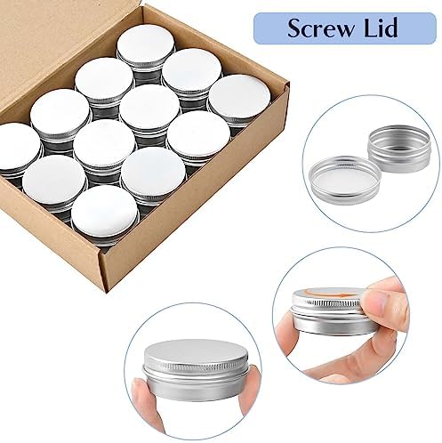 TUZAZO 24Pack Aluminum Tins, 1 Oz Metal Container with Lids and Labels