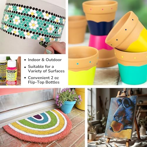 DecoArt ACRYLIC PATIO PAINT FAN FAVORITES SAMPLER SET, Assortment, 2 Fl Oz (Pack of 18)