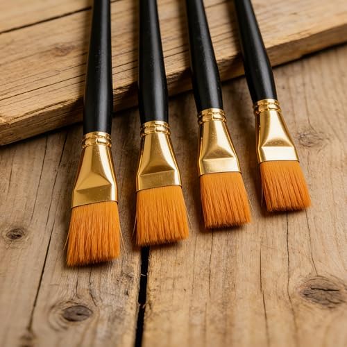 Great Andrew 1 1/2 inch Flat Paint Brushes Acrylic Painting, 4 PCS