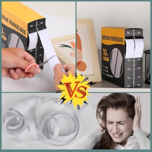 Navona 2 Boxes Heavy Duty Hook and Loop Strips with Adhesive, 60Ft x 1 Inch
