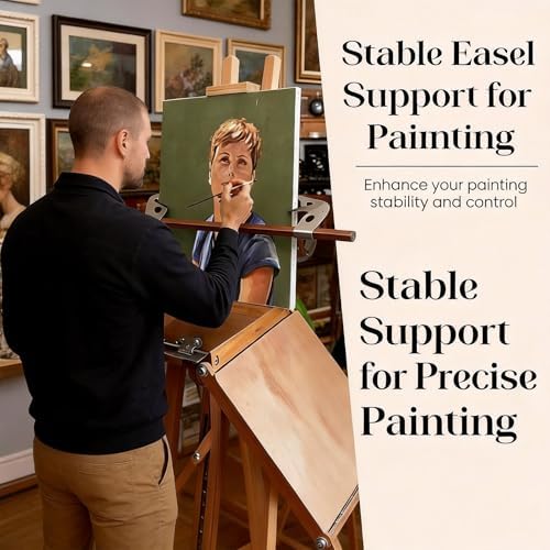 Metal Adjustable Hand Rest Support Bar with Self-Locking Gravity Design - Artist Wrist Bridge Rest Stand for Easel, Sketching & Drawing (Height & Angle Adjustable)