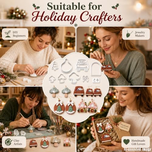 9Pcs Christmas Clay Cutters for Earrings & Ornaments