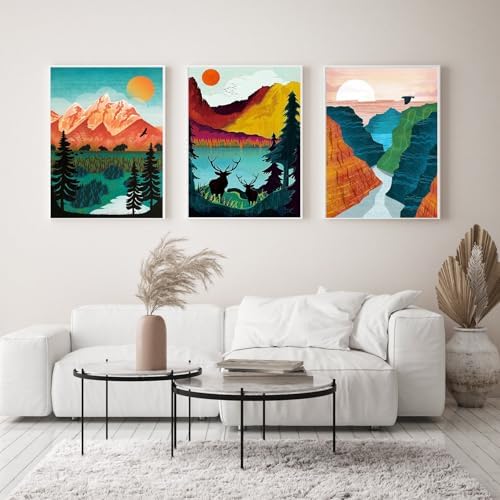 HOIYLDS 6 Packs Paint by Number for Adults Beginners, National Park Painting by Number Kits on Canvas Without Frame,Lanscape Craft Arts for Home Wall Decor