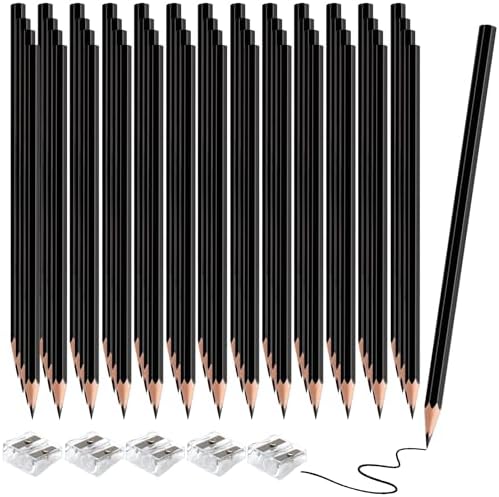 60 Pack Bulk Black Colored Pencils for Kids, Pre-sharpened Art Pencils Back to School Supplies Set, Drawing Sketching Pencils for Students, Teachers, Classroom