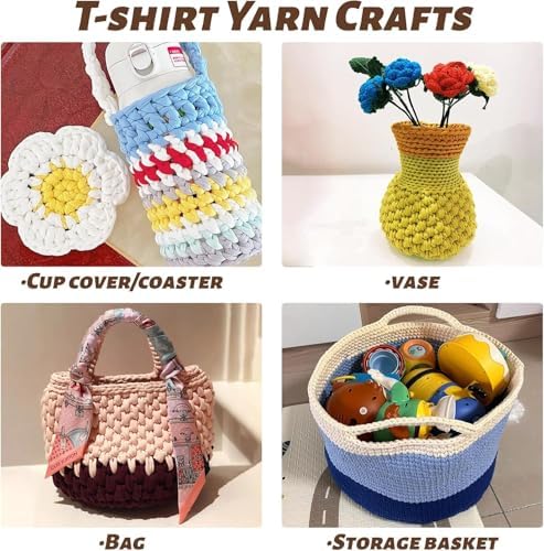 800g T-Shirt Crochet Yarn for Crocheting Crafts/Bags/Basket/Coaster,Hand Knitting Tshirt Yarn for Crochet,228yds T Shirt Yarns with High Elastic Thick Yarns Polyester Fabric(Lilac)
