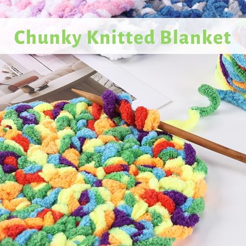 2 Pack Chunky Chenille Yarn for Crocheting Hand Knitting,Soft Thick Bulky Chunky Fluffy Plush Velvet Crochet Blanket Yarn for Crocheting Baby Blankets/DIY Crafts/Home Decor 2 * 100g(Black)