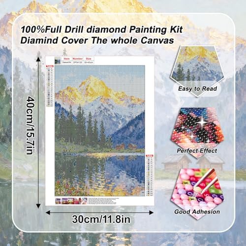 VeGuude Diamond Art Kits for Adults, Full Drill Beautiful Landscape Diamond Painting Kits for Beginners, DIY Full Rhinestone 5D Diamond dots (Gemstone Craft), Home Wall Decoration (12x16 inch)