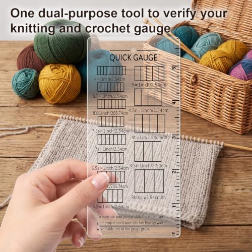 Quick Gauge Ruler for Knitting and Crochet,