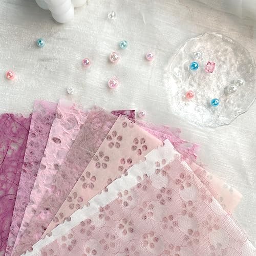 30 Pcs Handmade A5 Textured Scrapbook Paper and Mesh, Junk Journal Supplies