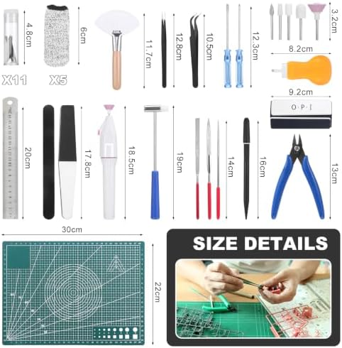 Fippy 29PCS Gundam Model Tools Kit, Model Basic Tools Kit, Hobby Building Tools Kit for Gundam Basic Models Assembling, Building and Repairing