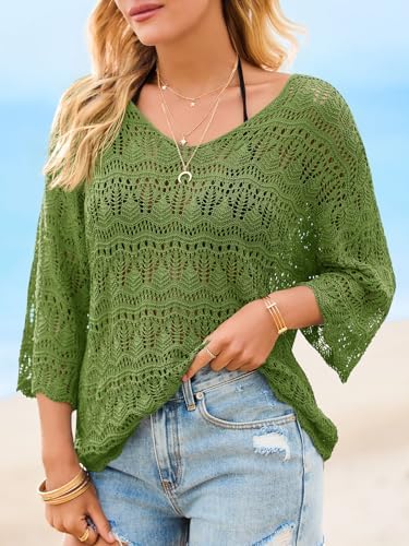 Saodimallsu Womens Crochet Cover Up Sweater Tops