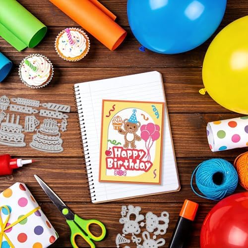 EVERJOYCRAFT 5 Pack 40 Styles Happy Birthday Metal Cutting Dies Cuts for Card Making Candles Balloon Cake Carbon Steel Die Cuts Stencils for DIY Scrapbooking Embossing Paper Crafts Decor