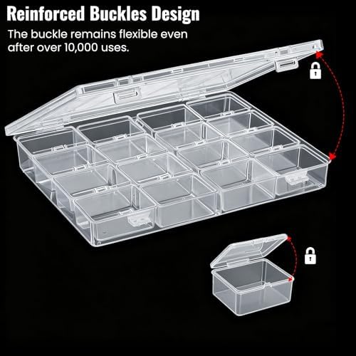 4 Pack Bead Storage Container, 64 Grids Small Nail Organizer Boxes