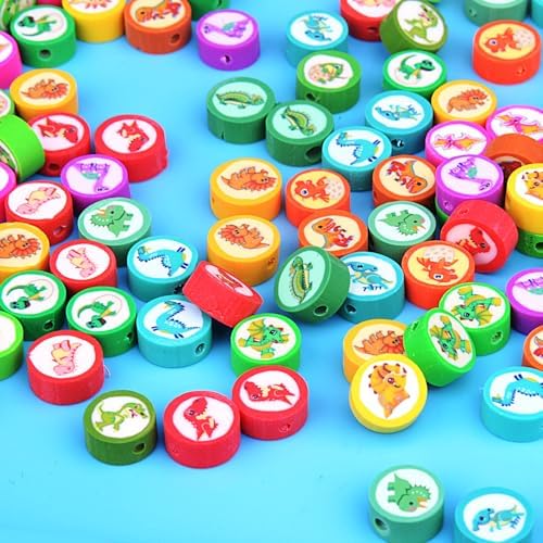 1000PCS Dinosaur Polymer Clay Beads Bracelet Making kit, 24 Style Cute Fun Beads Beads Charms for Jewelry Necklace Earring Making DIY Accessories for Women Girls