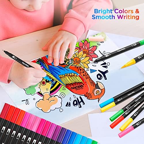 Eglyenlky Colored Markers for Adult Coloring,36 Marker Set,Water Colors | Coloring Books for Adults Relaxation, Felt Tip Marker with Brush and Fine Tip for Adult Teen Kid