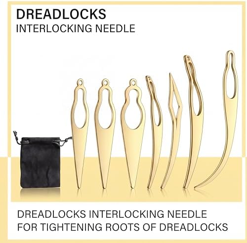 WILLBOND 8 Pcs Interlocking Tool for Locs Dreadlocks Crochet Hook, Gold