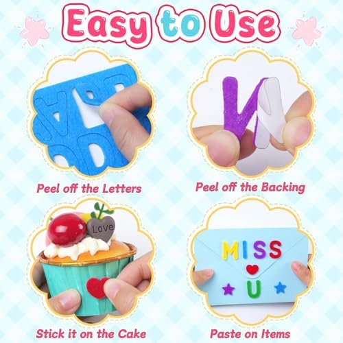 Felt Letters,686 Pcs Felt Stickers 1 Inch Alphabet Number Sticker(Colorful)