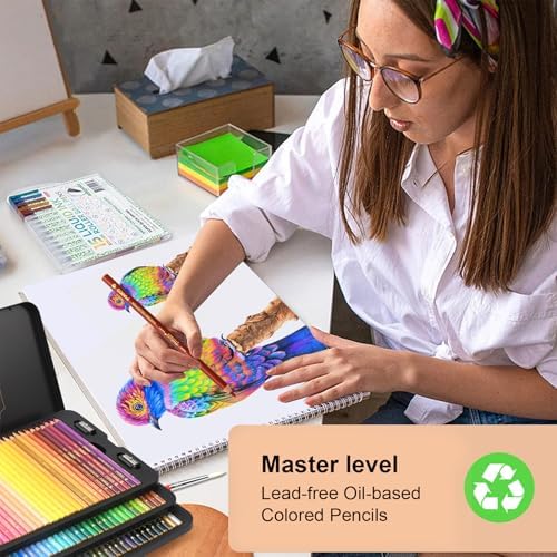 48 Colored Pencils Set for Adults Coloring, Professional Oil Based Art Pencils with 4.0mm Thick Soft Core up to 10 layers of blending, Artist Drawing Pencils in Masterpiece Gift Box